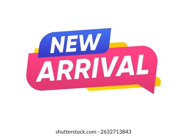 Design Vetorial de Sinal de Rótulo de Banner de Chegada Nova