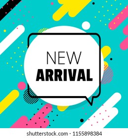 New arrival banner. Shapes background