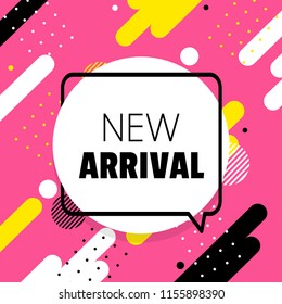 New arrival banner. Shapes background