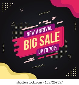 New arrival banner template design, Big sale up to 70% special offer. Vector illustration.