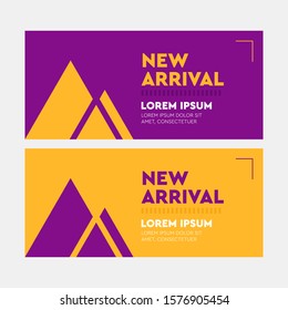 New Arrival banner template design on a Yellow Purple background. Can be a banner or header. Vector Illustration