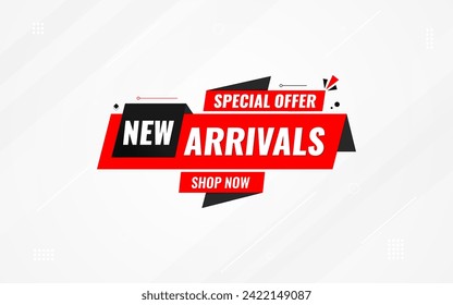 New Arrival banner template design. product label background design. New Arrival label For web and social media, new product background, product poster sign. Simple and modern vector illustration.