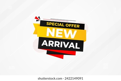 New Arrival banner template design. product label background design. New Arrival label For web and social media, new product background, product poster sign. Simple and modern vector illustration.