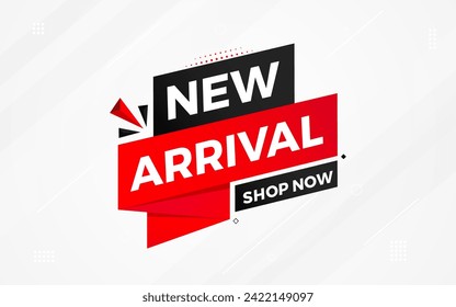 New Arrival banner template design. product label background design. New Arrival label For web and social media, new product background, product poster sign. Simple and modern vector illustration.