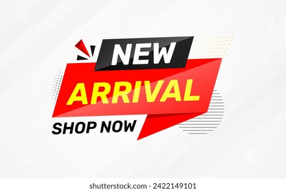 New Arrival banner template design. product label background design. New Arrival label For web and social media, new product background, product poster sign. Simple and modern vector illustration.