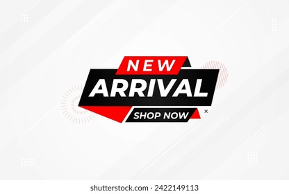 New Arrival banner template design. product label background design. New Arrival label For web and social media, new product background, product poster sign. Simple and modern vector illustration.