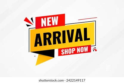 New Arrival banner template design. product label background design. New Arrival label For web and social media, new product background, product poster sign. Simple and modern vector illustration.