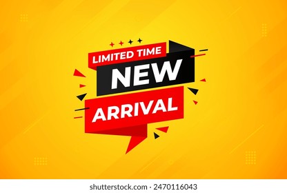 New Arrival banner template design. product label background design. New Arrival label For web and social media, new product background, product poster sign. Simple and modern vector illustration.