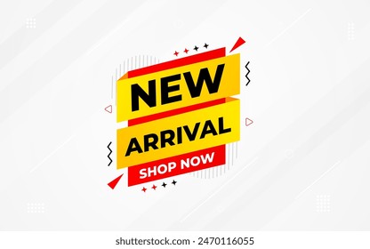 New Arrival banner template design. product label background design. New Arrival label For web and social media, new product background, product poster sign. Simple and modern vector illustration.