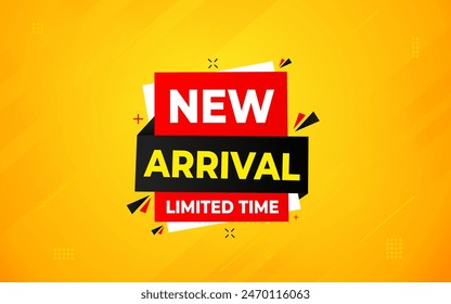 New Arrival banner template design. product label background design. New Arrival label For web and social media, new product background, product poster sign. Simple and modern vector illustration.
