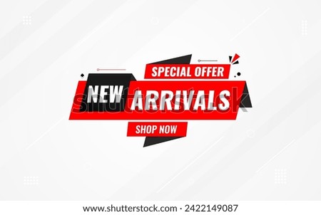New Arrival banner template design. product label background design. New Arrival label For web and social media, new product background, product poster sign. Simple and modern vector illustration.