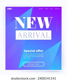 new arrival banner template, one page design for web