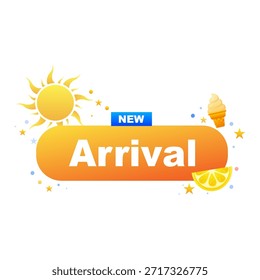 Nueva llegada Vector de Anuncio etiqueta promocional de verano. Ilustración vectorial