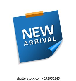 New Arrival Blue Sticky Notes Vector Icon Design