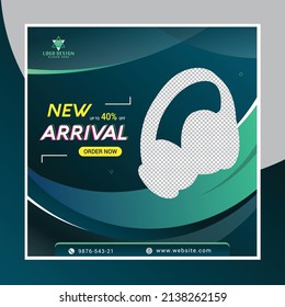Nuevo arribo Diseño de plantilla de pancarta para auriculares Bluetooth Gadget de medios sociales