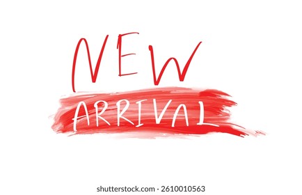 New arrival business label sale sign coupon announcement offer discount price information icon symbol fashion new arrival red pink orange color brush shopping new arrival message retail shopping note 