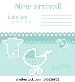 New arrival card (baby shower), invitation, vector illustration. You can place any text here
