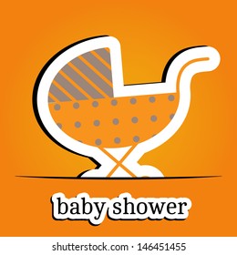 New arrival card (baby shower), invitation, vector illustration. Elements are removable
