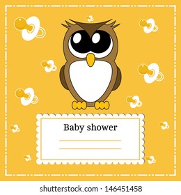 New arrival card (baby shower), invitation, vector illustration. Place any text here. Elements are removable