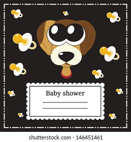 New arrival card (baby shower), invitation, vector illustration. Place any text here. Elements are removable