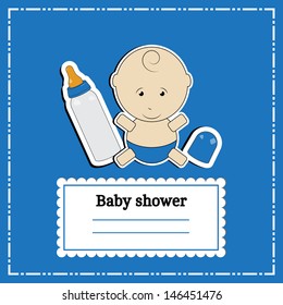 New arrival card (baby shower), invitation, vector illustration. Place any text here. Elements are removable