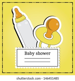 New arrival card (baby shower), invitation, vector illustration. Place any text here. Elements are removable