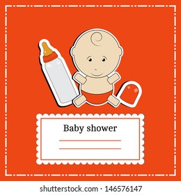 New arrival card (baby shower), invitation, vector illustration.