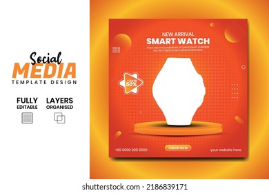 Nueva llegada Classic smart watch social media banner postdesign plantilla para la venta.