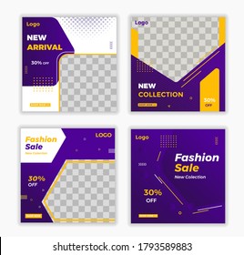 New Arrival, New Collection, Fashion Sale Social Media Banners Template, Promotional Social Media Post Vector, Editable Social Media Post Template