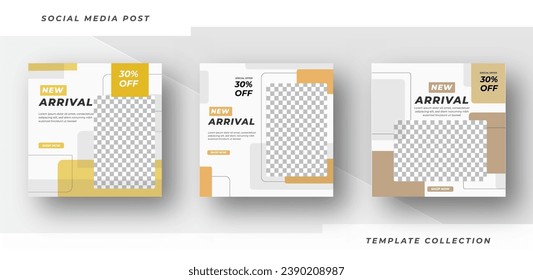 New arrival collection Minimalist of editing square banner social media post advertising headline text here templates.