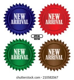 New arrival colorful shinny labels, sticker set. Vector.