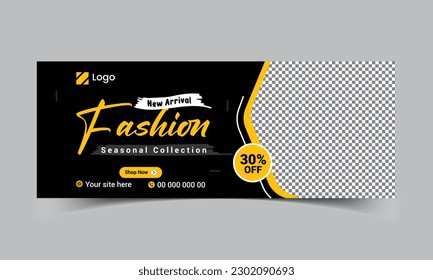 New arrival fashion sale facebook cover design and business promotion shopping banner vector template