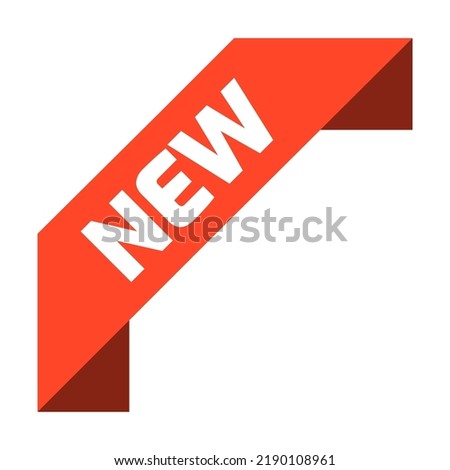 New arrival flat icon. Isolated red retail ribbons for promotion vector illustration collection. Discount and price offer concept