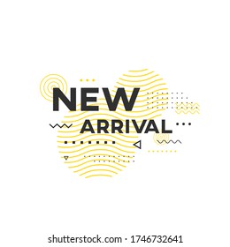 New Arrival geometric banner. Trendy mempis pattern shape.