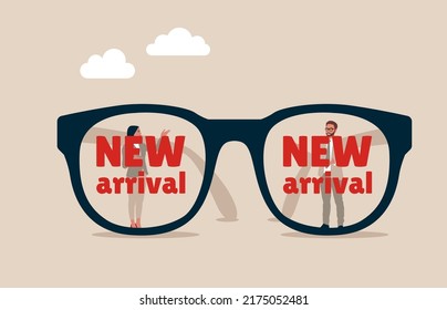 New arrival glasses. New collection, goods concept. Vector illustration.