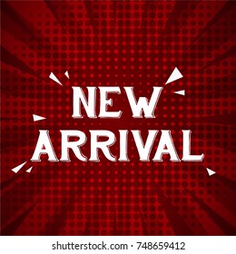 new arrival greeting card with red retro design