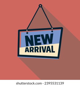 New arrival hanging banner flat design for apps and websites. Modern style vector illustration. New arrival board.