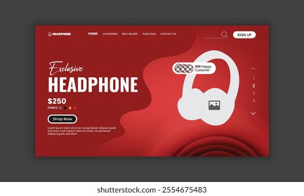 New Arrival Headphone Branding Website Home Page, landing page, web banner User Interface, User Experience Design Template