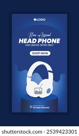 New arrival headphone sale social media story or technology device product sale post banner design template