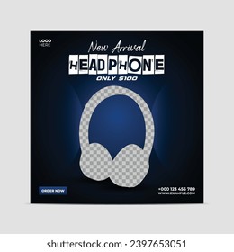 New arrival headphone social media post template