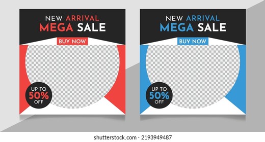 New arrival mega fashion sale social media post template design