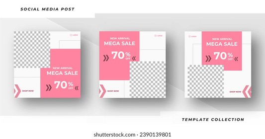 New arrival Mega sale offer social media post template design