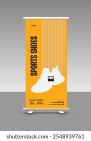New Arrival Men's Shoe sale roll up banner design or presentation banner design for exclusive sports shoes