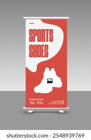 New Arrival Men's Shoe sale roll up banner design or presentation banner design for exclusive sports shoes