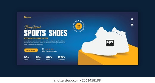 New Arrival Men's sports shoes Sale social media Cover photo Design Template