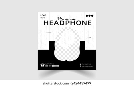 New arrival Modern wireless headphone social media post design for selling and promotional purpose. Instagram square headphone or musical instrument poster design template.
