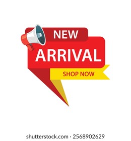 New arrival product banner flat design. New arrival label for web and social media, new product background, product poster sign.  Vector illustration.  