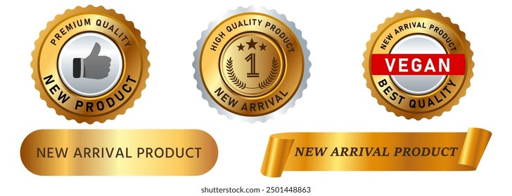 new arrival product new launching promotion announcement ads advertisement badge stamp sticker label collection design icon illustration