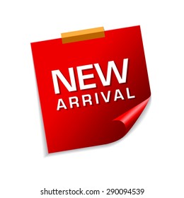 New Arrival Red Sticky Notes Vector Icon Design