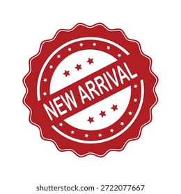 Nuevo sello de goma de llegada. Ilustración vectorial de sello de grunge de goma de llegada Nueva roja
